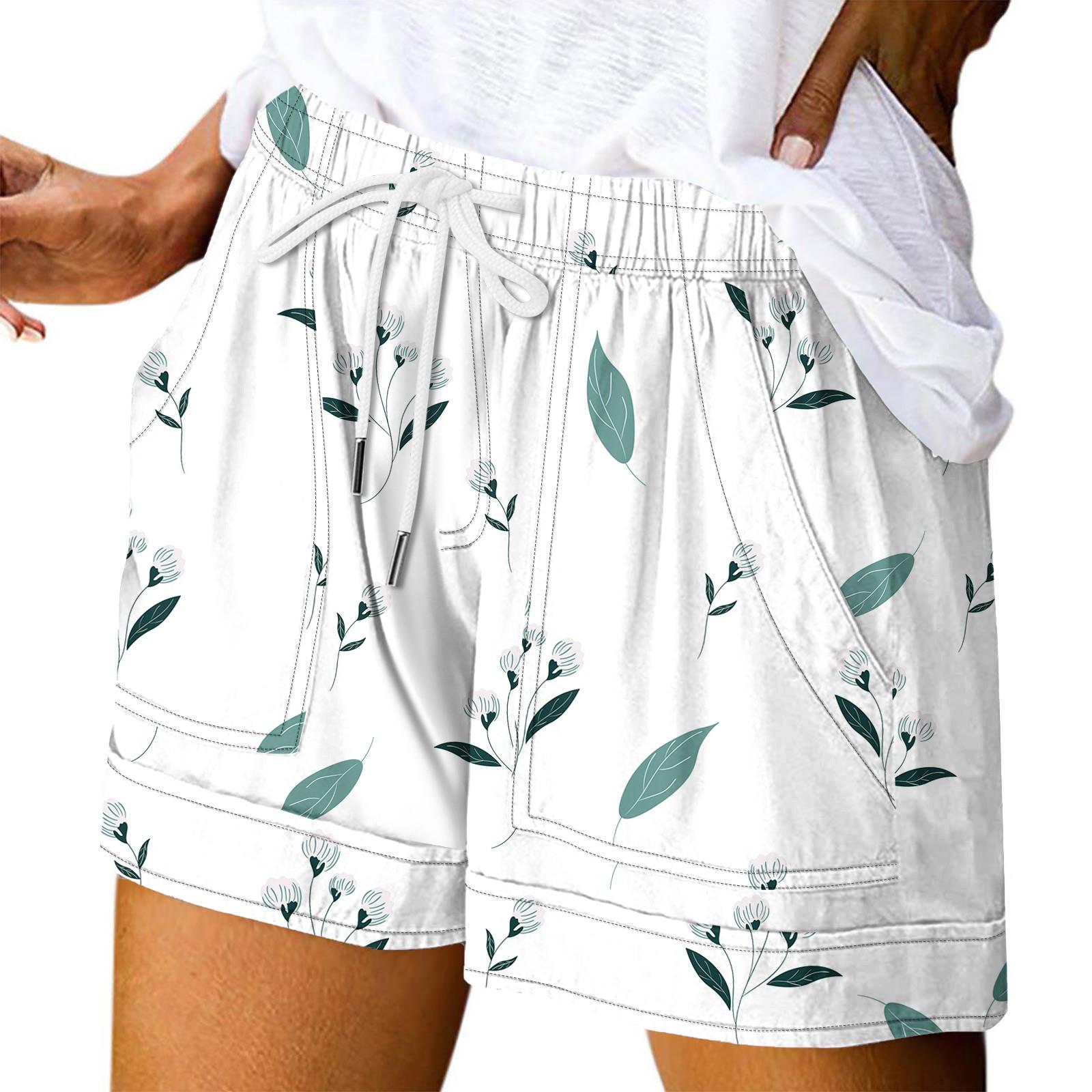 

Женские повседневные летние эластичные пляжные шорты с принтом повседневные шорты XL белый