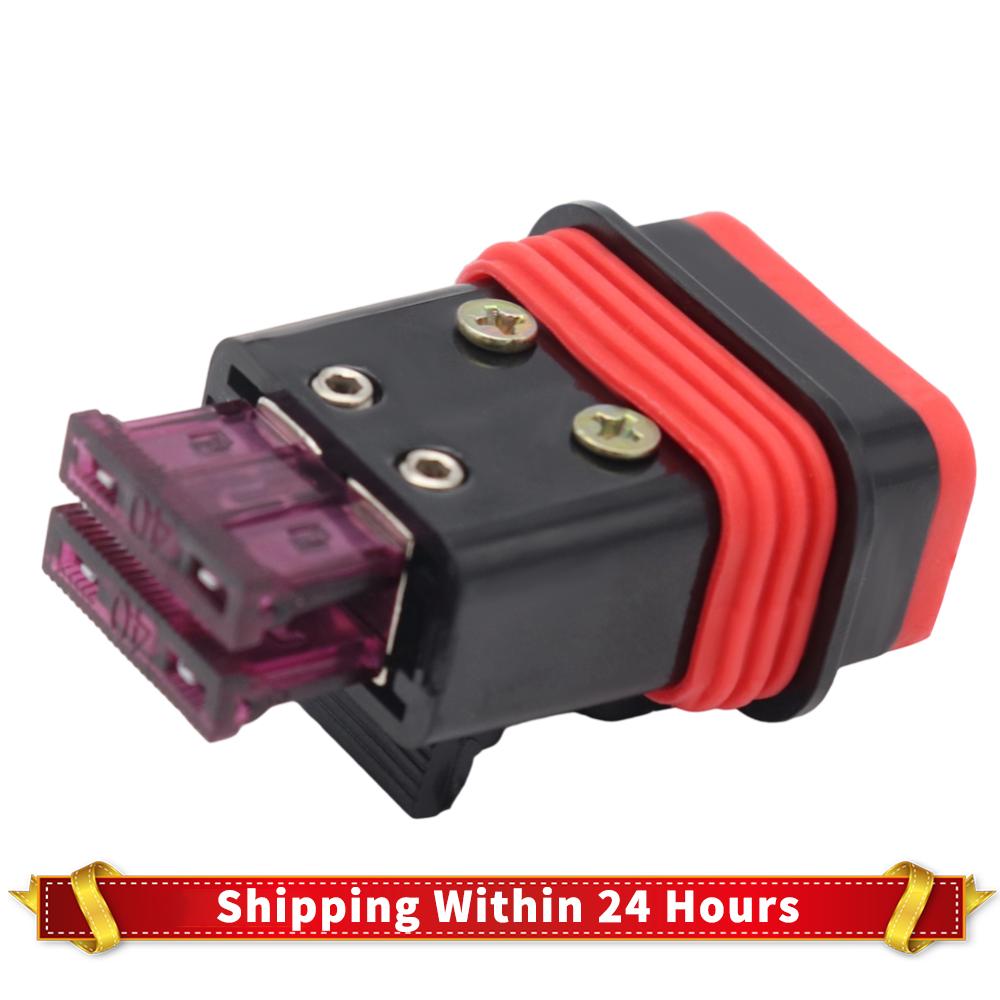 Motorcycle Waterproof Fuse Holder with 2pcs 40AMP Blade Fuses Inline Fuse Holder Motorcycle Fuse Box