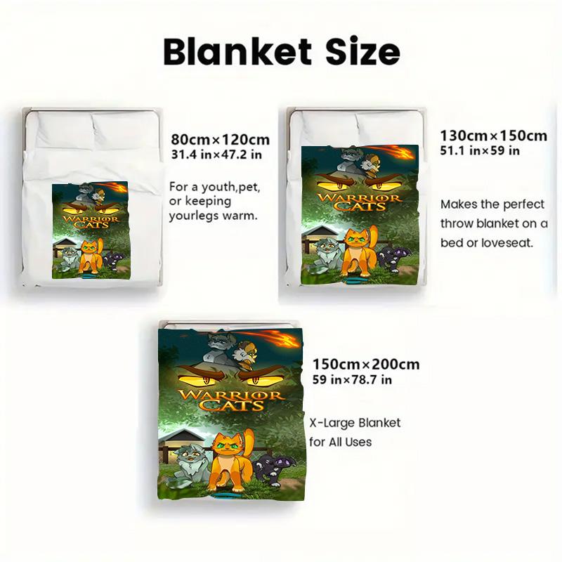 Manta de Flanela com Padrão Plano 2D do Filme Warrior Cats Alta Qualidade Para Todas as Estações Calor e Conforto Perfeita para Presentes de Natal.P260914576