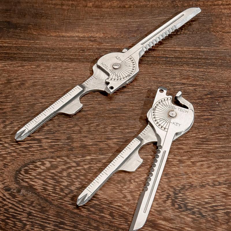 KeyChain Multi Tool 8 in 1 Stainless Steel Utili-Key Key Ring Chain Pendant Pocket Cutter Mini Knife Unboxing Knife Screwdriver