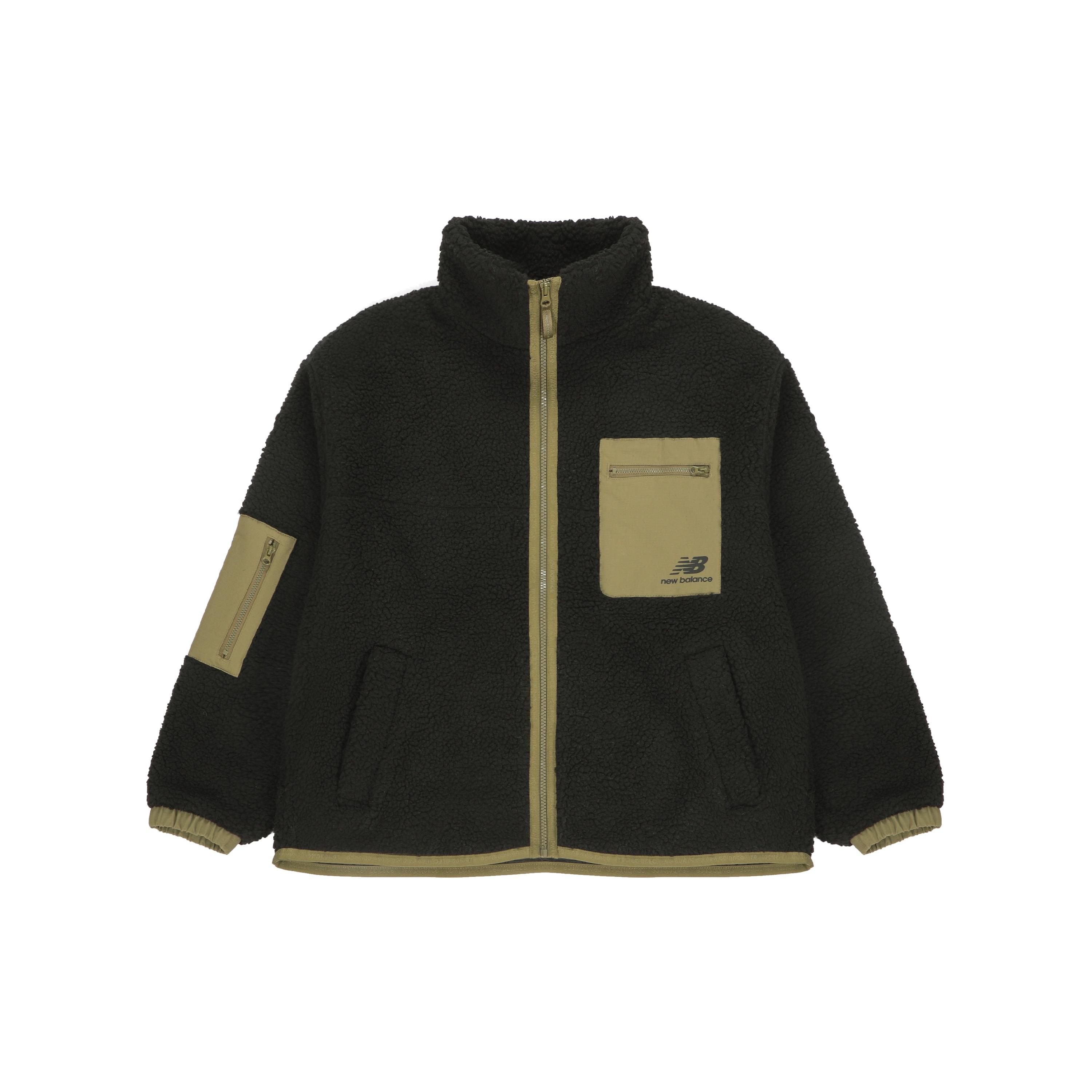 (WMNS) New Balance Splicing Retro Stand Collar Knit lamb s wool Short Jacket Black Women s AWJ13326-BK L