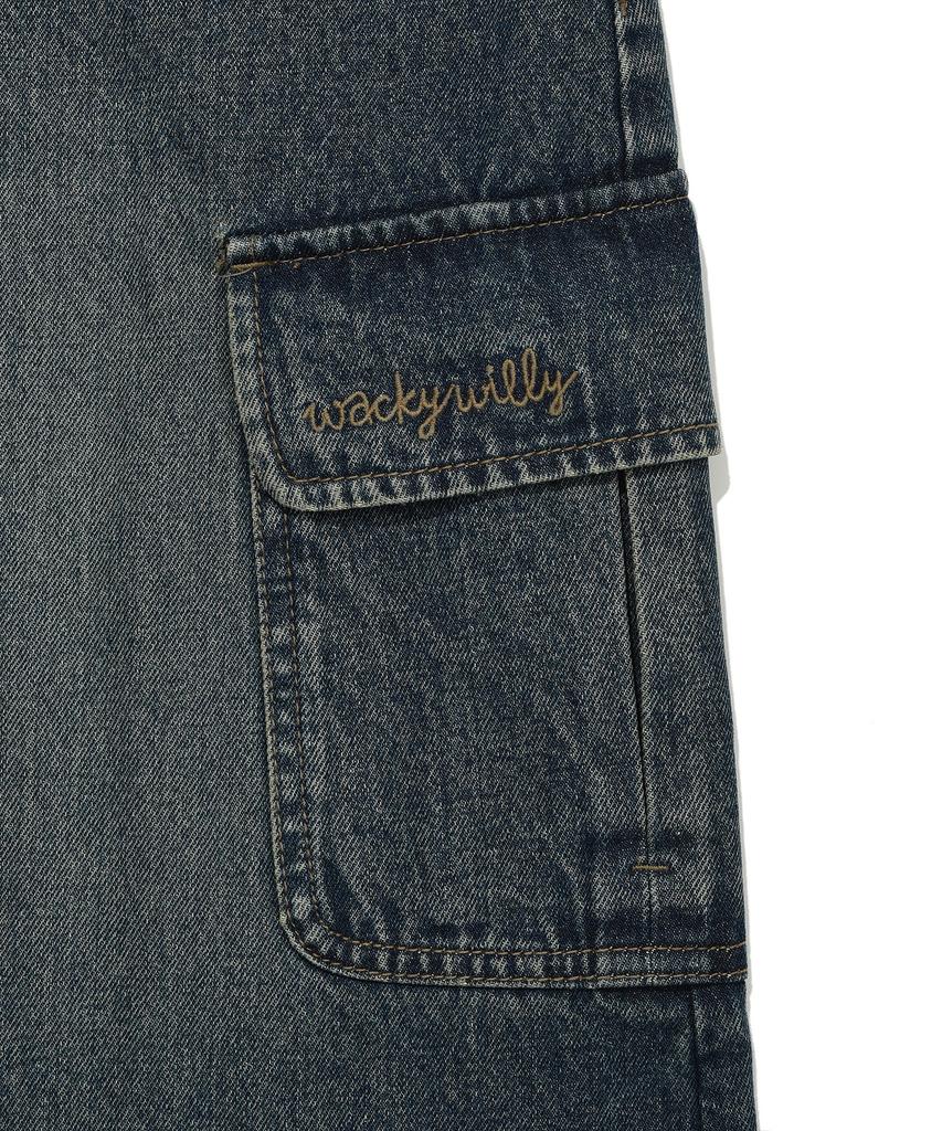 Wacky Willy Women'S Denim Long Cargo Skirt Blue