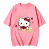 Summer Hello Kitty Cartoon Printed Short Sleeve Pure Cotton Tshirt Womens Family Matching Outfits Classic Fashion Tee Top