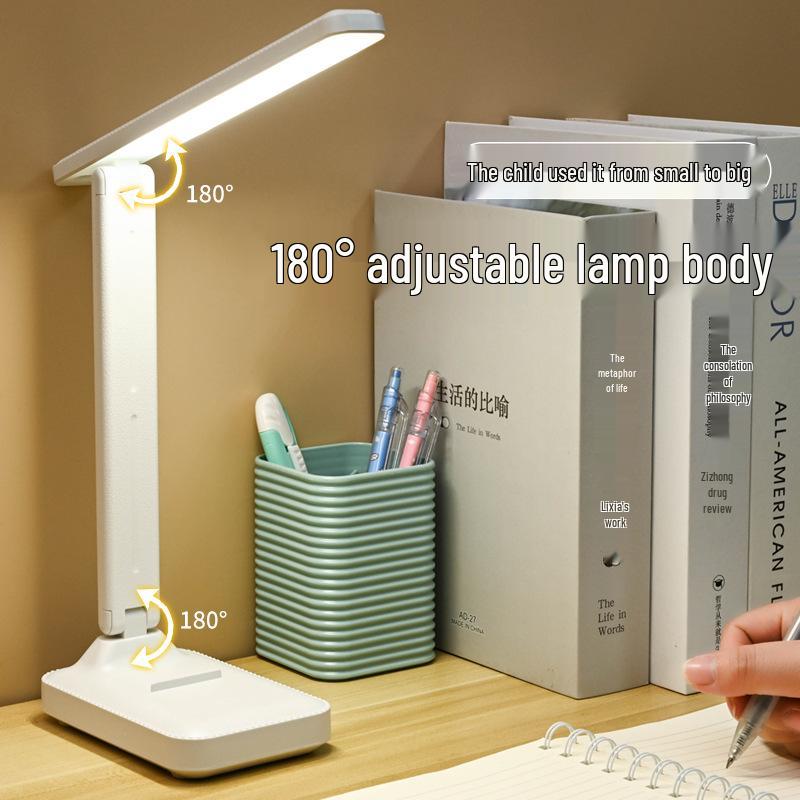 Eye-Protecting LED Desk Lamp with Touch Dimming and Color Change, Rechargeable for Dorms, Bedrooms, or Study Rooms.