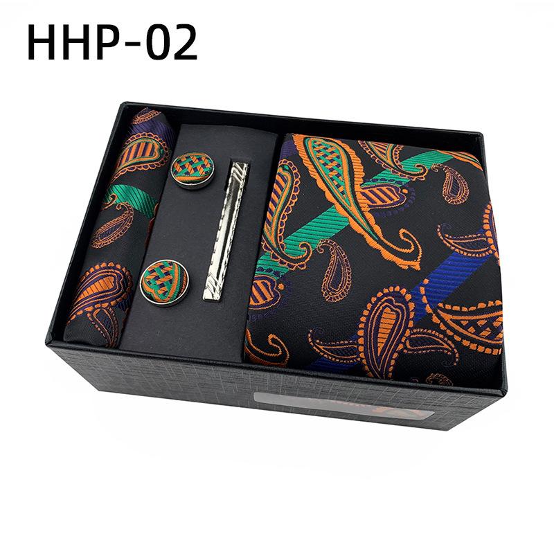 Paisley Men'S Tie Square Cuff Tie Clip Gift Box Set Business Casual Tie Black Gift Box