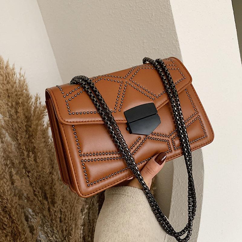 Rivet Chain Brand PU Leather Crossbody Bags For Women Hit Simple Fashion Shoulder Bag Lady Luxury Small Handbags