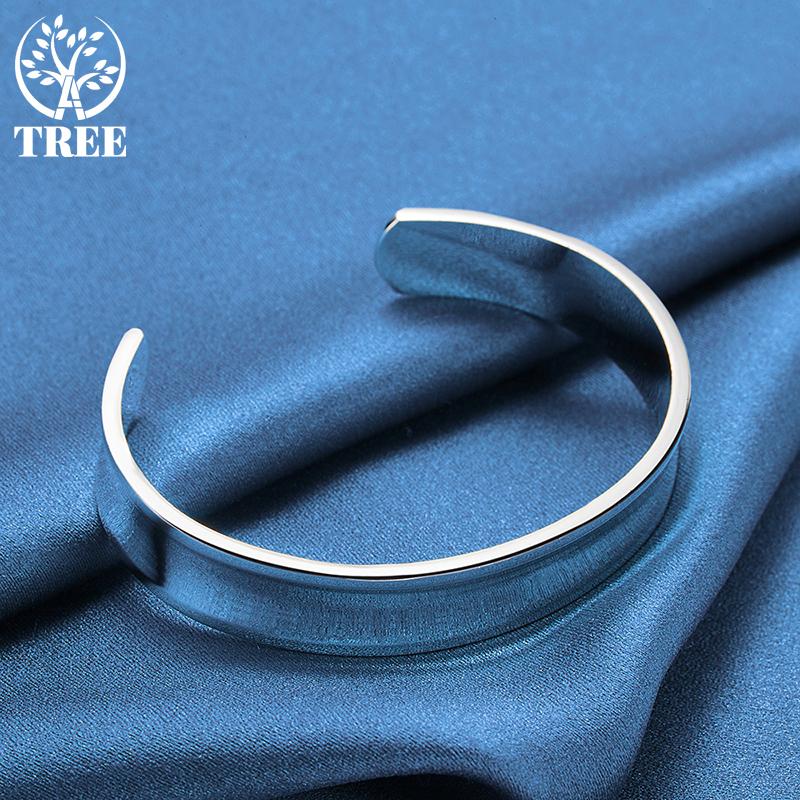 Pulseira ajustável de prata esterlina 925 redonda suave 12 mm joias