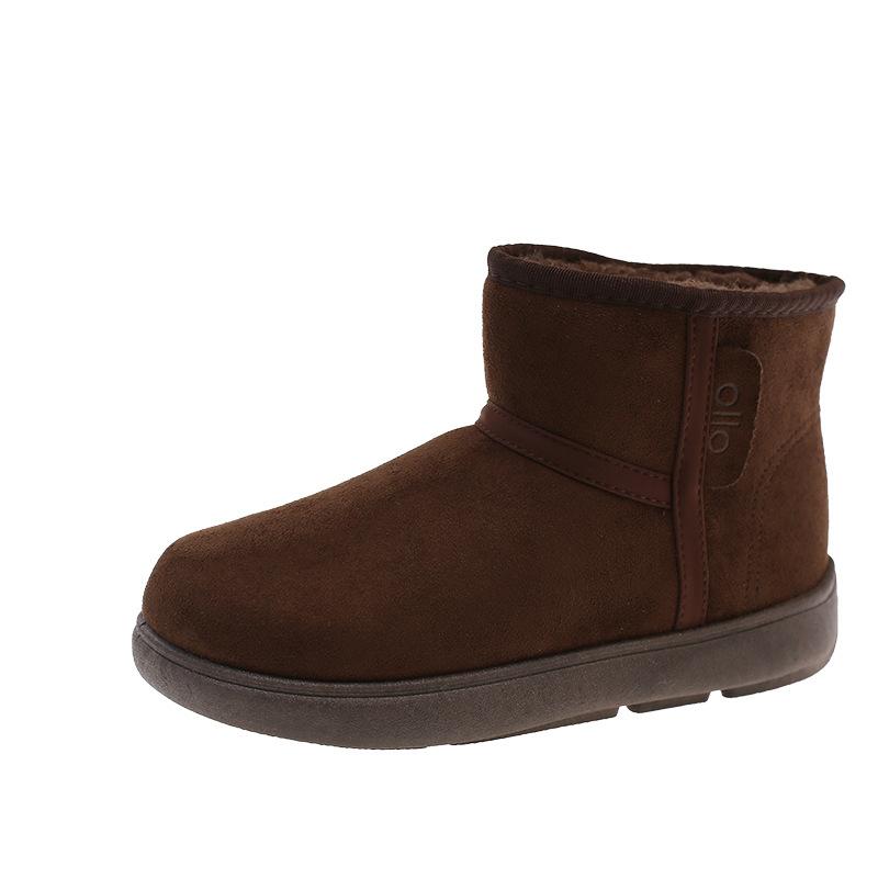 Snow boots women's new models with big head flat bottom ugly cotton boots women's round head warm short boots children