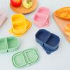 3 Stück 2 Fächer Silikon Snackbox mit Dichtungsdeckeln Stapelbar Tragbar Soßen Lebensmittelaufbewahrungsbehälter Wiederverwendbar Picknick Küchenartikel