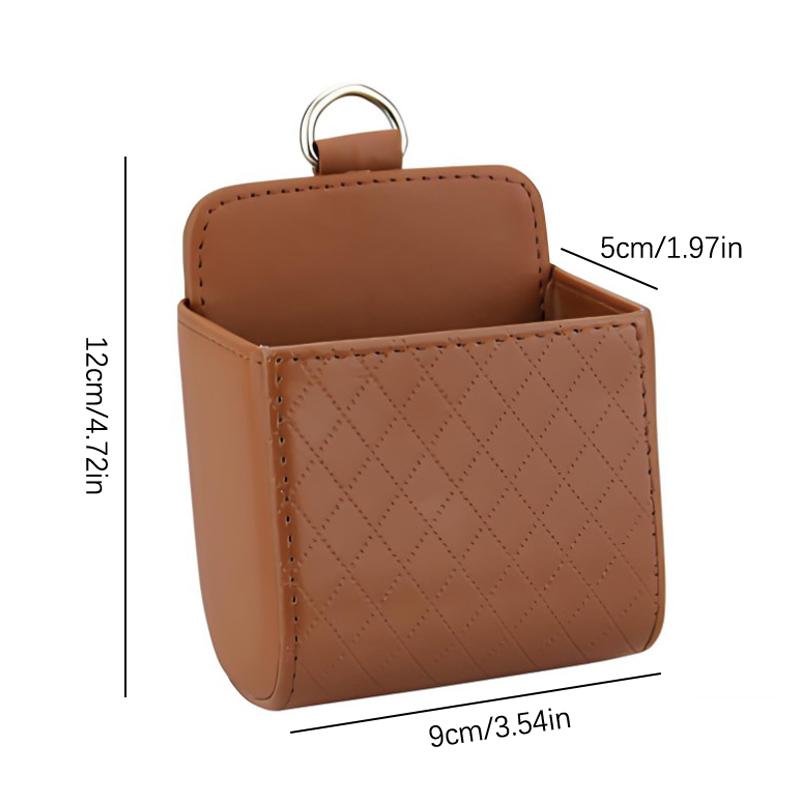 Car Phone Holder Mount Air Vent Hanging Storage Box Car Mobile Phone Bag Pu Leather Glasses Organizer Bag Support In Home