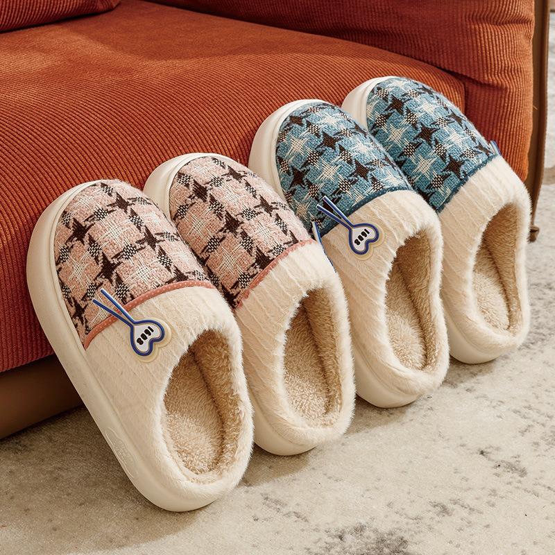 Thick Soled Cotton Slippers for Home Warmth and Non-slip