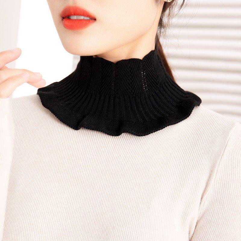 Women's Versatile Warm Pullover Snood: Elastic Knit Half-High Collar Neck Warmer for Autumn and Winter