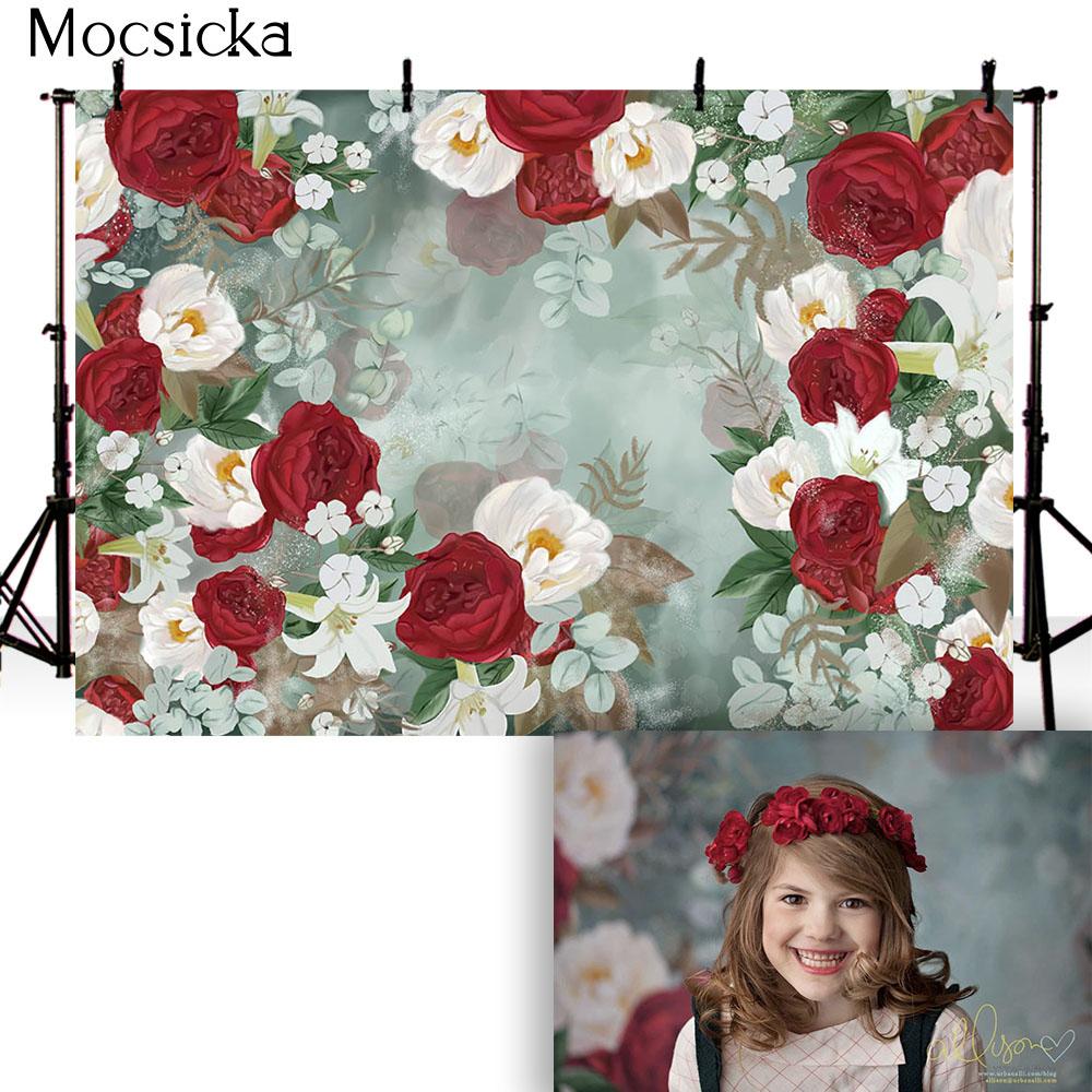 Newborn Floral Backdrop for Photography Children Baby Birthday Portrait Abstract Flower Photo Background Little Girls Photocall