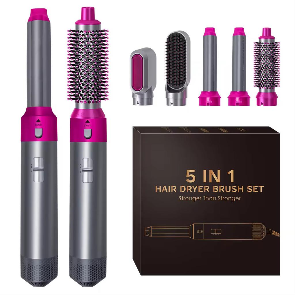 5-In-1Hair Dryer  Electric Hair Comb Negative Ion Straight Curler Brush Blow Dryer Air Comb Removable Brush Kit Tool