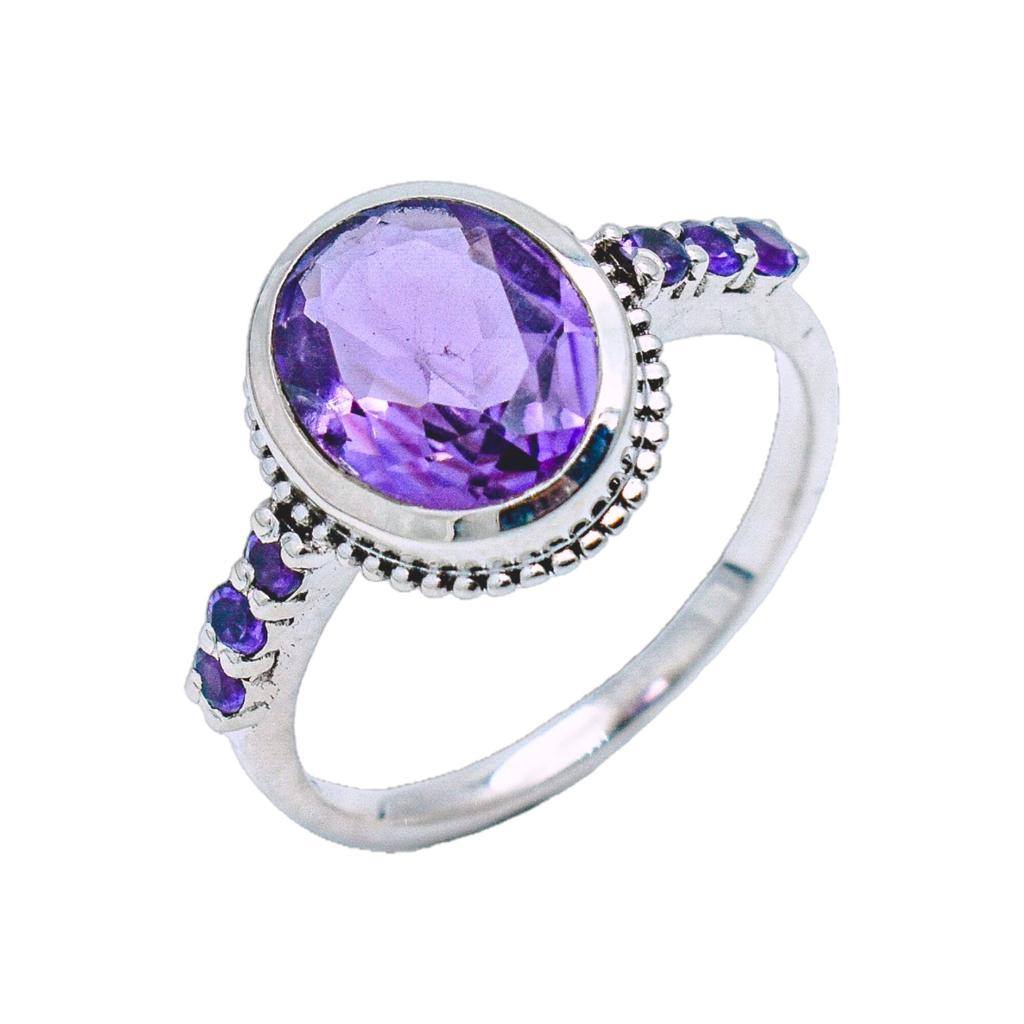 Natural Amethyst Ring: 925 Sterling Silver Jewelry