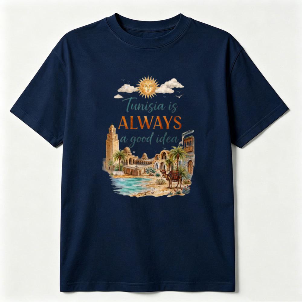 Vintage Tunisia Travel T-Shirt Tunisia Is Always A Good Idea Printing Shirt North African Summer Tee Retro Unisex Cotton Tops