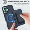 Applicable to iPhone16 mobile phone case, Samsung S25 lychee pattern wireless charging magnetic card bag bracket multi-function anti-drop