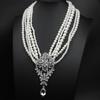 Multi-layer Pearl & Crystal Gem Water Drop Pendant Necklace - Exaggerated Fashion for Women