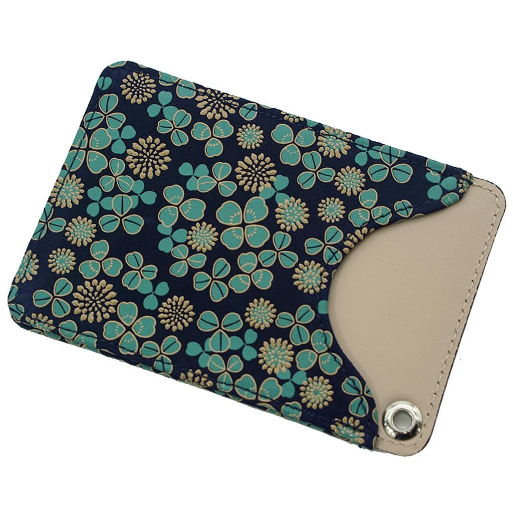 [Inden-ya] Indenya White Clovers, Traditional Crafts, Koshu Inden, Deerskin, Lacquer, Original Brand ([No. 7307] Pass Case F)