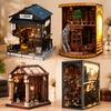 DIY Wooden Book Nook Shelf Insert 3D Miniature House Kit LED Lighted Diorama Model Craft Dropshipping 1 Piece MOQ Ready To Ship