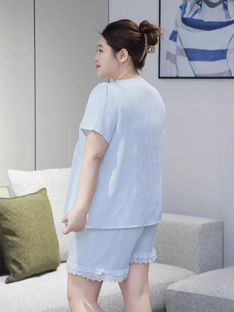 Plus Size Women's Pajamas with Bra Pads - 2026 Summer Cloud Cotton Anti-Bump Design