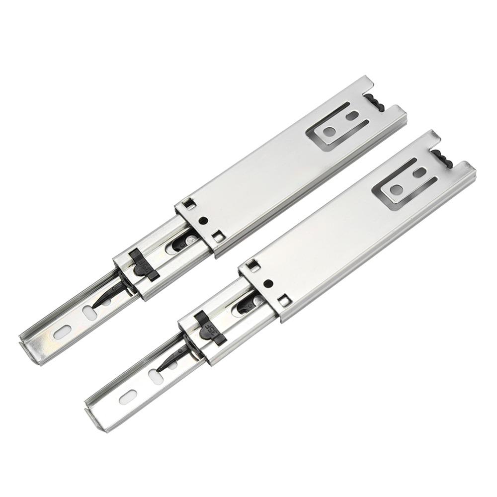 2pcs Silver Drawer Slides Side Mount Telescoping Sliding Rails Mini Heavy Duty Slides  Cabinets