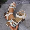 2025 foreign trade new summer women's wedge sandals large size one-word color blocking thick heel fish mouth wedge sandals
