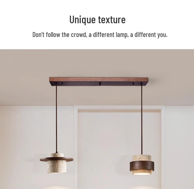 Yellow Travertine Wabi-sabi Chandelier: Mid-century Retro Style for Restaurants, Bars, and Dining Tables