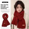 Knitted Scarf with Yarn for Women, Autumn and Winter, Korean Version, Thickened and Warm Shawl Style Scarf