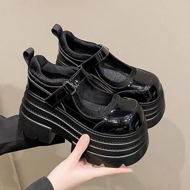 Platform Loafers Women's British Style Spring 2025 New Models with a Height Increase of 10cm Small Harajuku Muffin Single Shoes