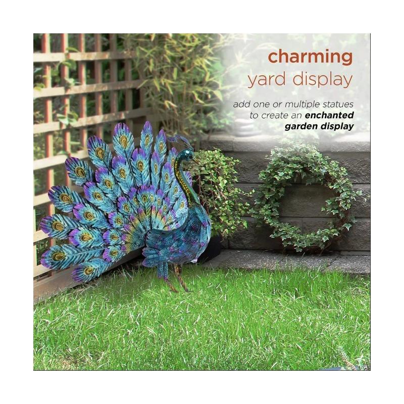 Vícebarevná kovová socha páva Kovová socha páva Venkovní zahrada, terasa, paluba, umělecká dekorace na verandě