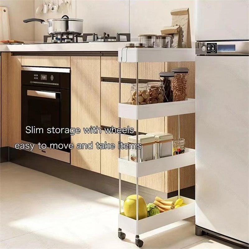 Multi-layer Rolling Storage Rack for Kitchen, Living Room, or Bathroom