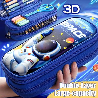Durable Double-Layer Stationery Storage Bag Multi-function Portable Pen Bag Large-capacity Pencil Case
