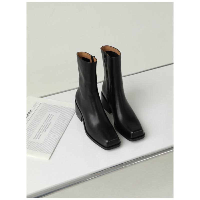 

Женские ботильоны с квадратным носком, жареные уличные, короткие, средней высоты, на толстом каблуке, ботинки Мартин, осенне-зимние, тонкие, ботильоны 35 чёрный