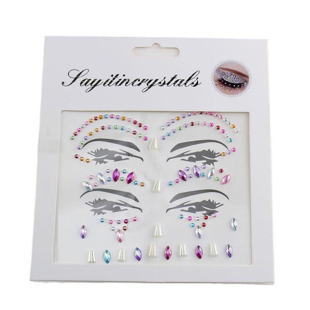 Fashion 3D Face Tattoo Crystal Sticker Fake Tattoo Temporary Tattoo Sticker  Girls