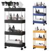 4 Layer Narrow Gap Storage Rack Slim Storage Cart with Wheel Trolley Kitchen Bathroom Shelves Organizer Mobile Shelving