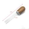 0.35mm Coffee Distributor Gadget Practical Sturdy Gifts Manual Wooden Handle Stainless Steel