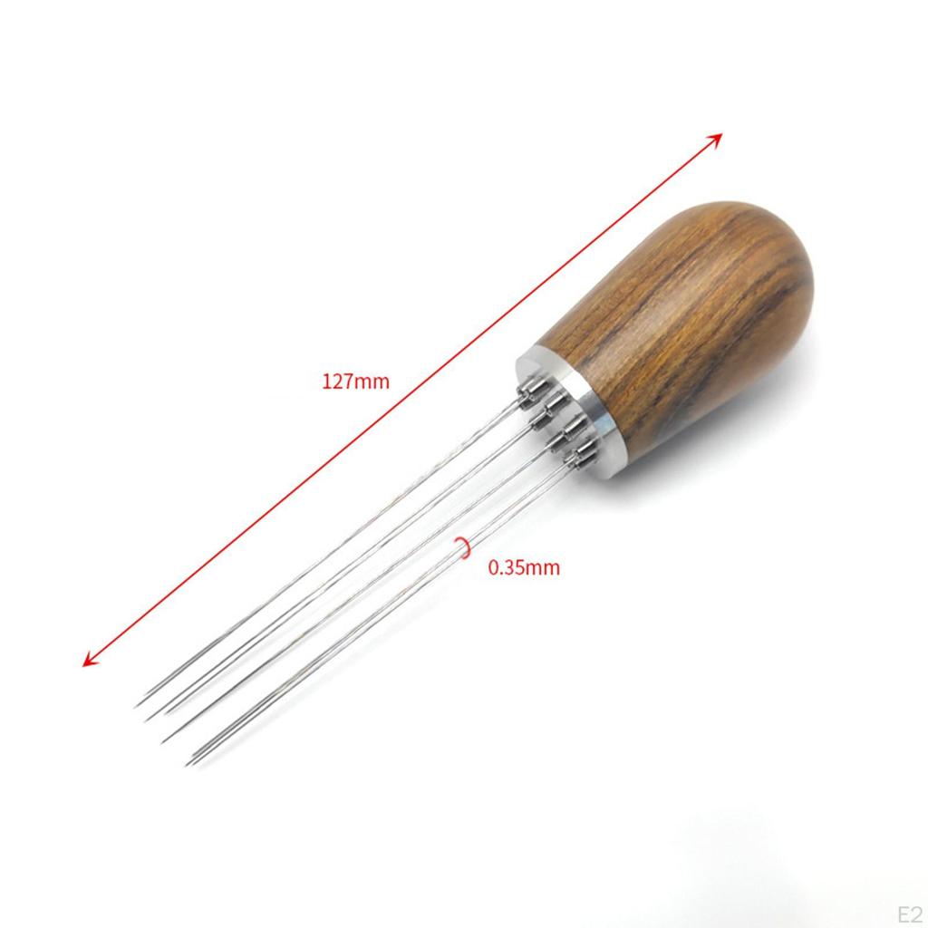 0.35mm Coffee Distributor Gadget Practical Sturdy Gifts Manual Wooden Handle Stainless Steel