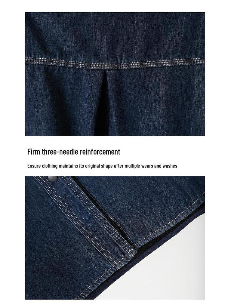 Women's Velvet-Lined Denim Shirt Jacket - Spring 2026 Topstitch Design