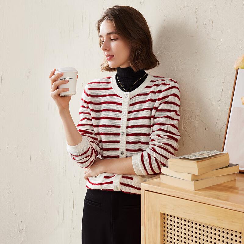 Women's Striped Cashmere Cardigan