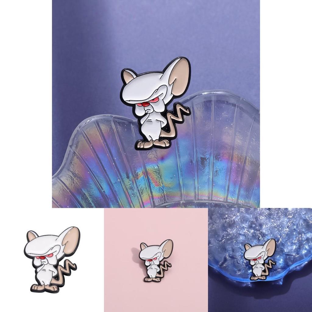 Charming And Playful Animal Brooch Cute Red Nosed White Mouse Unique Metal Badge Everyone For