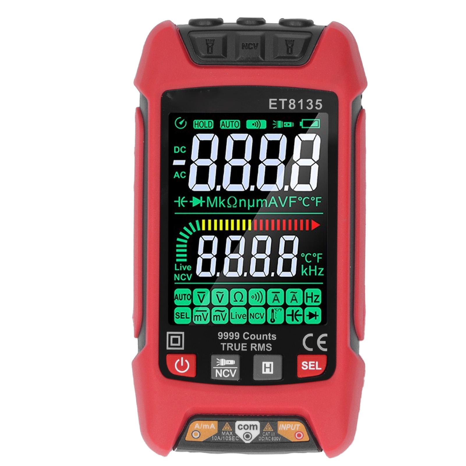 

Digital Multimeter Tester 9999 Counts Color Screen AC DC Current Voltage Resistance Meter with