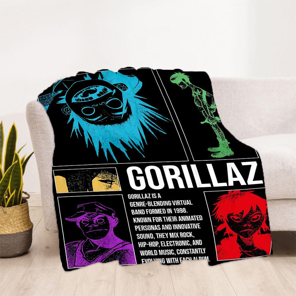 1pc Gorillaz Virtual Band Outdoor Blanket Lightweight Flannel, All-Season Use for Sofa, Bed, Travel, Camping, Living Room, Office, Couch018