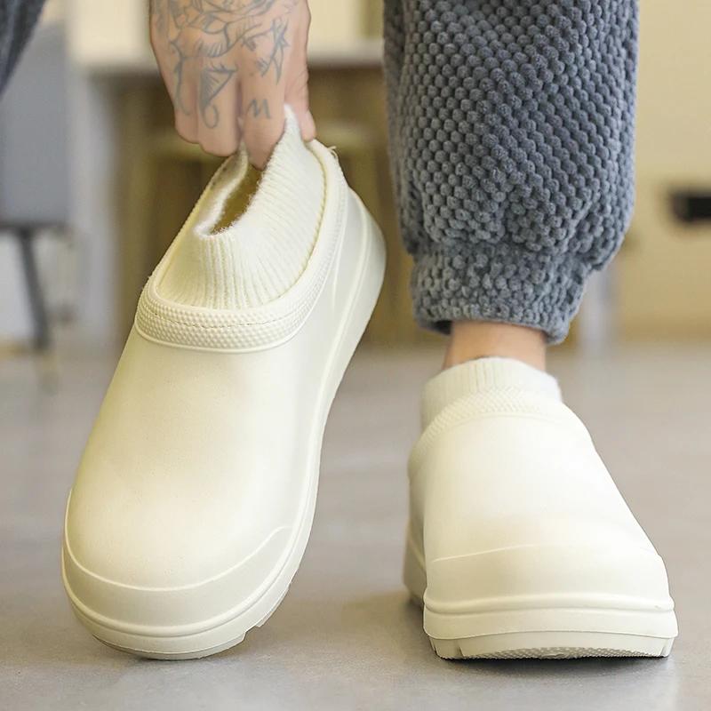 Men chef Shoe Platform Furry Home Cotton Shoes Men's Slipper Indoor Warm Slip-on Young Fashion Outdoor Eva Boots