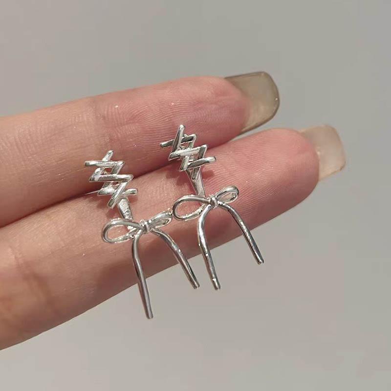 Boucles d'oreilles clous cœur nœud pour femmes Élégantes Boucles d'oreilles en cristal Accessoires de piercing Bijoux