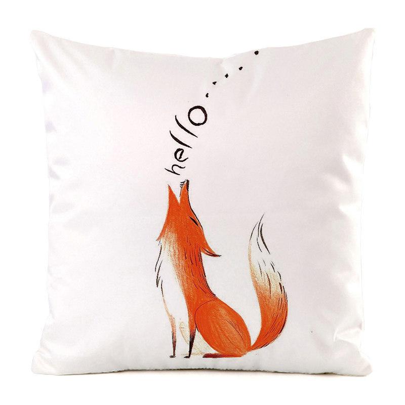 Norwegian Feng Shui Cartoon Fox Digital Printing Short Plush Pillow Covers For Car Sofa Office Cushion Cover Home Goods