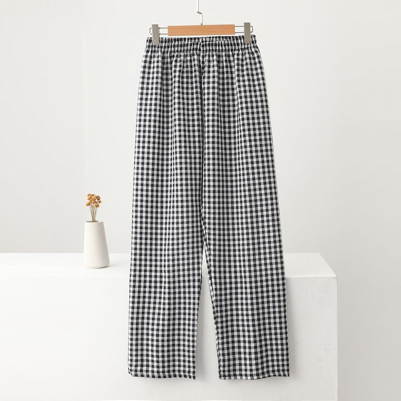 

Summer Fashion High Waist Plus Size Loose-Fitting Loungewear Plaid Pants Black M (recommended 40.00 kg-70.00 kg