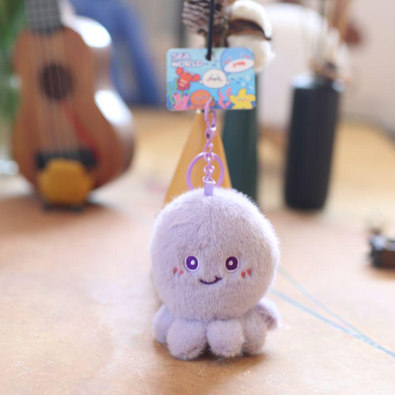 Adorable Marine Animal Plush Keychain: Crab, Lobster, Jellyfish, Shark Bag Charm Souvenir