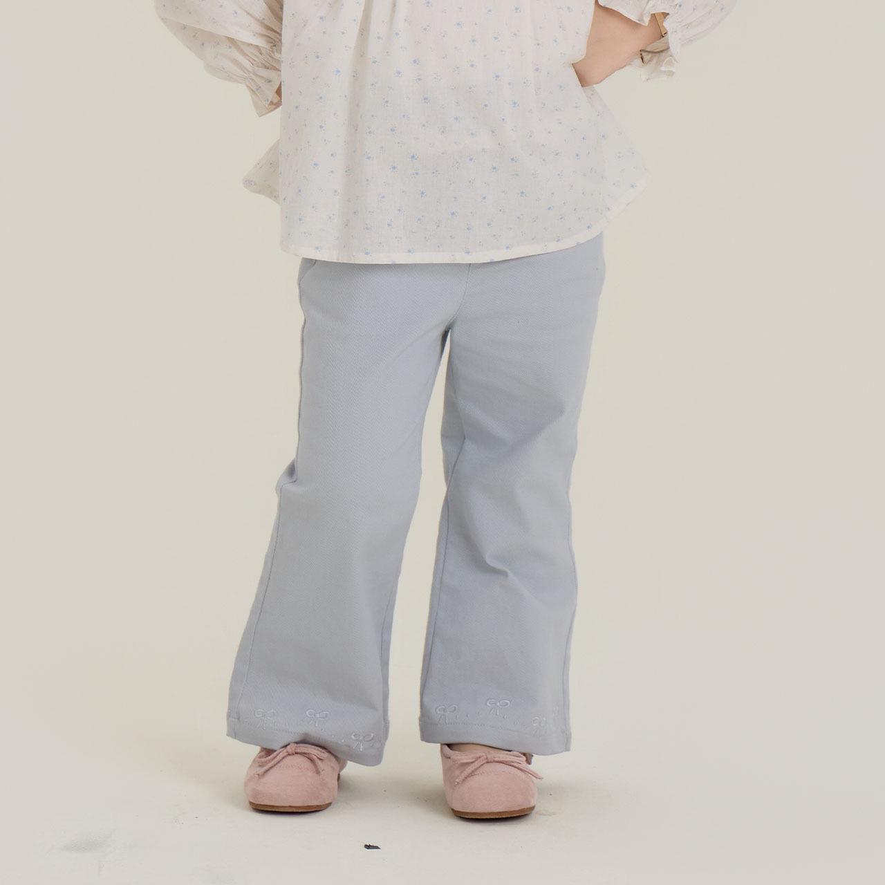 Girls Bow Embroidery Micro-flare Pants - Spring/Autumn Sizes 150 cm
