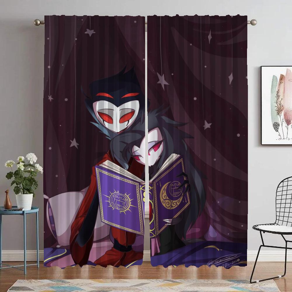 Helluva Boss Modern Living Room Curtains for Camera Home Interior Curtains 2 Pieces Partition Halloween Decoration Shades Child